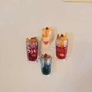 Vintage (4) Cocktail Beverage 3D Realistic Magnets